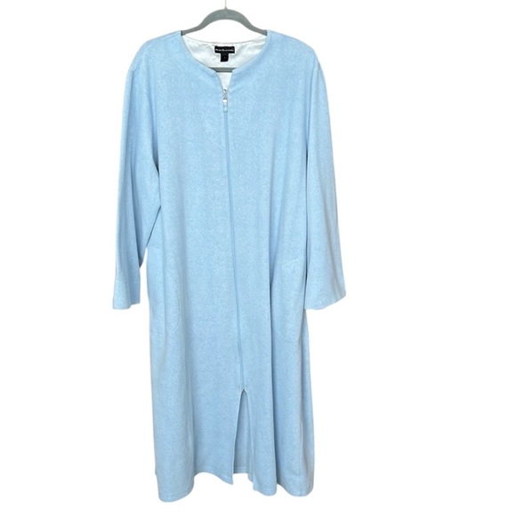 Miss Elaine Blue Zipper Fleece Full Length Robe XL - Picture 1 of 4
